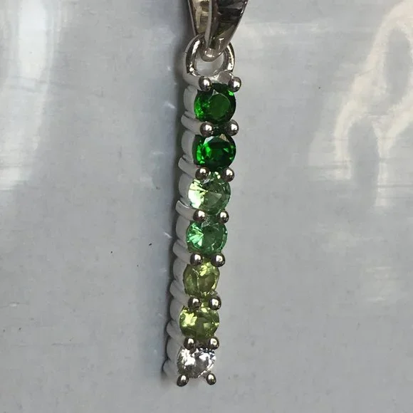 Genuine Gems Green Ombre Pendant .925 Silver Tsavorite Peridot Chrome Diopside - Picture 7 of 16